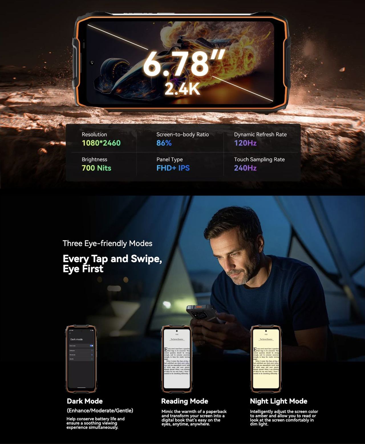 OSCAL PILOT 3 NO.3
All-round Play with Smart 120Hz 2.4K AI Display&
7500mAh Mega Battery Back in 33W Rapid Recharge
Power That Lasts, Scrolls That Flow
6.78-inch 2.4K Immersive Display
Crystal-c