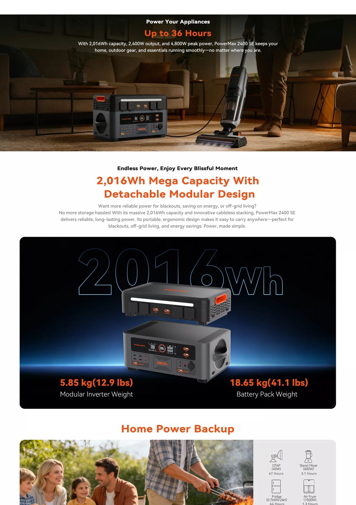 OSCAL PowerMax 2400 SE product details