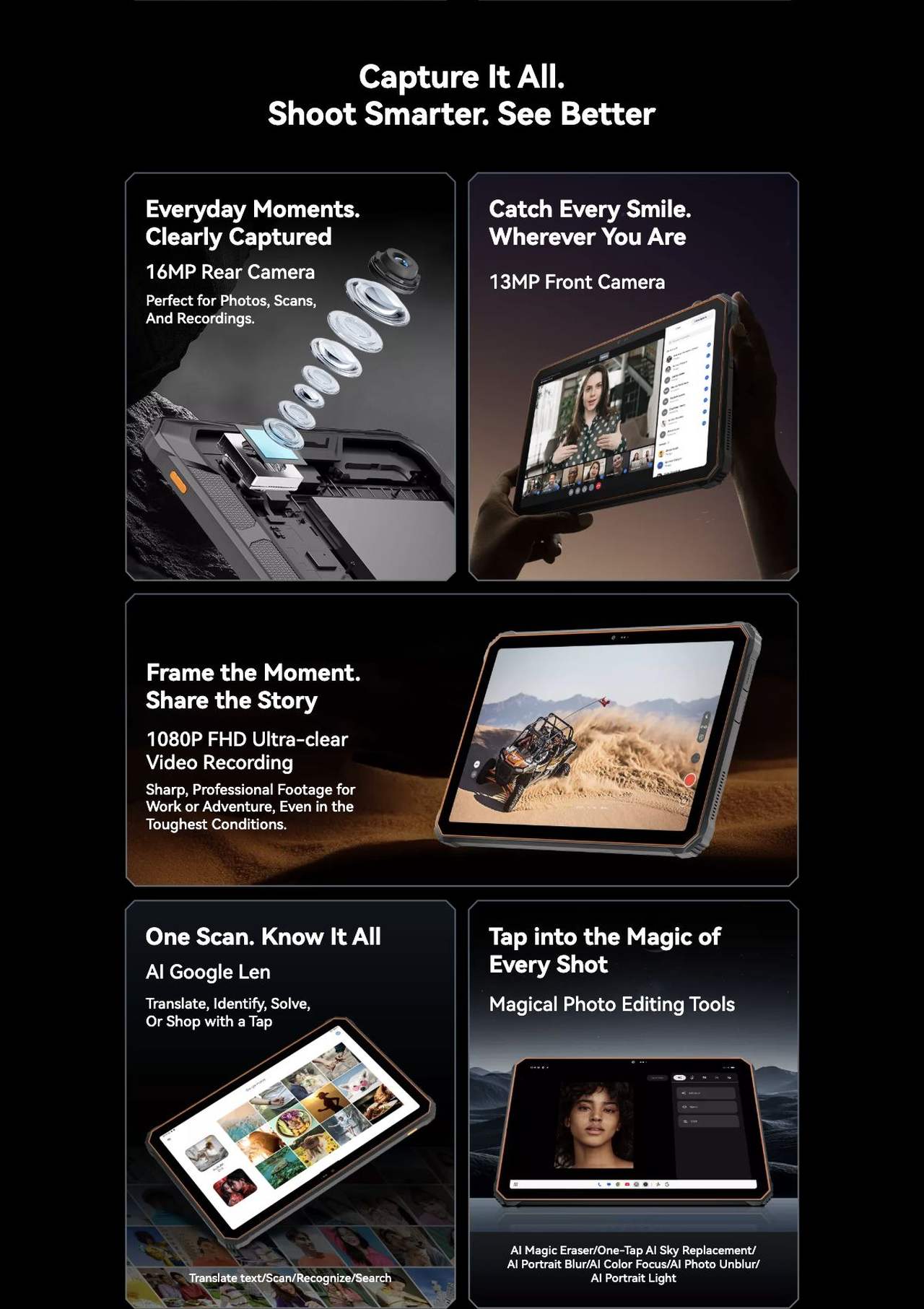 Shortcut Key: One Touch Access
App
Video Record
Flashlight
Screenshot
Underwater Camera
Open File
SOS
Achieve More with
a Full Set of Pro Features
Useful ToolBag
Light up, navigate