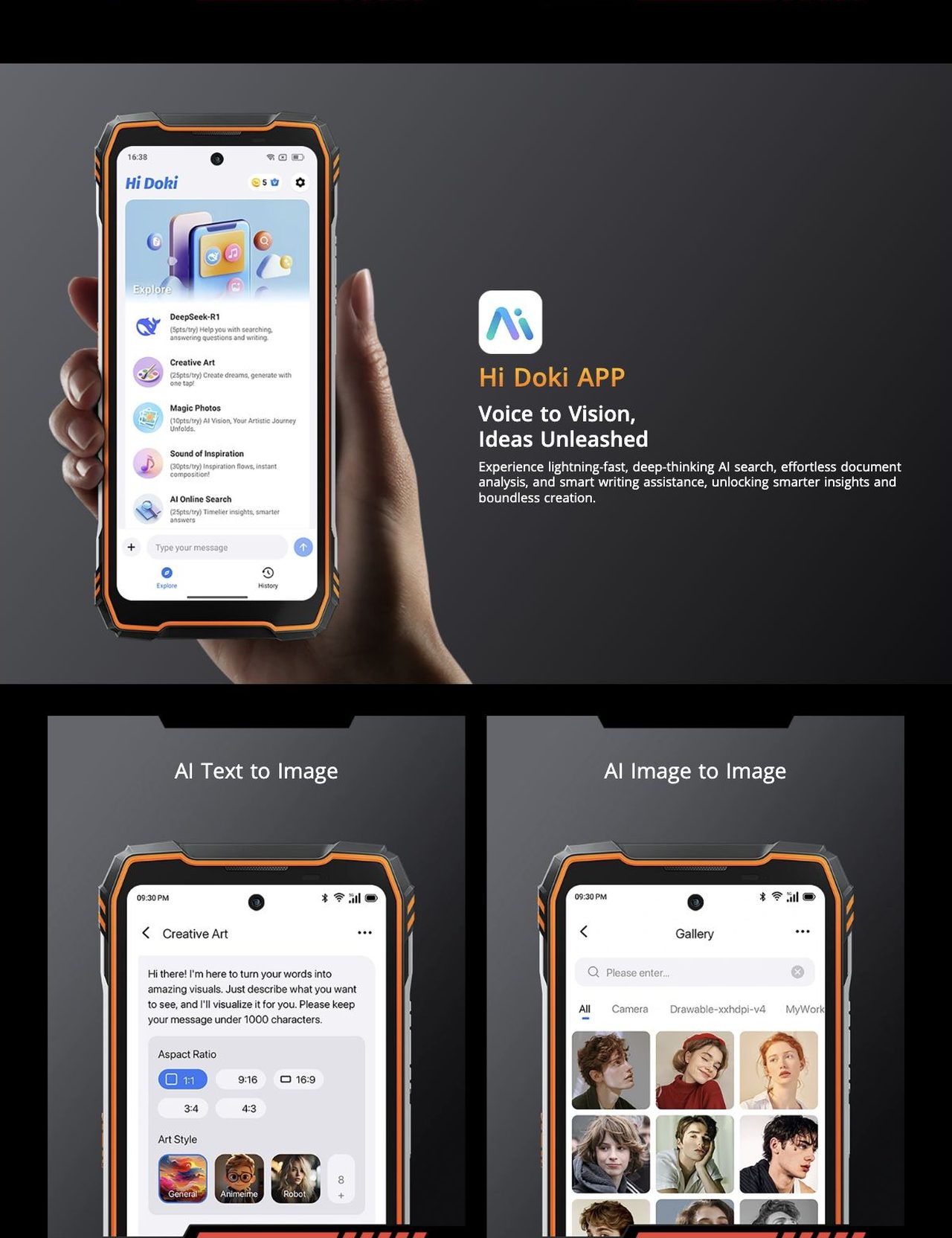 OSCAL TANK 1 Fully Integrates World’s Top AI Models
From dusty trails to busy job sites, TANK 1 is always listening. Just say the word—navigate, call, search, or control apps—no taps needed. Y