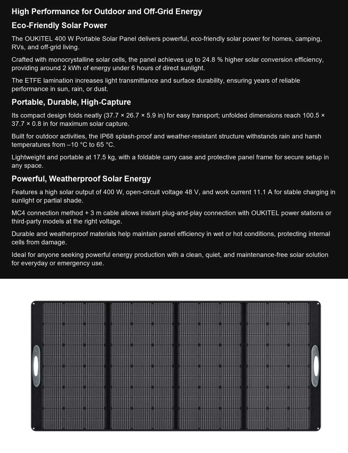 OUKITEL 400W High Performance for Outdoor and Off-Grid Energy