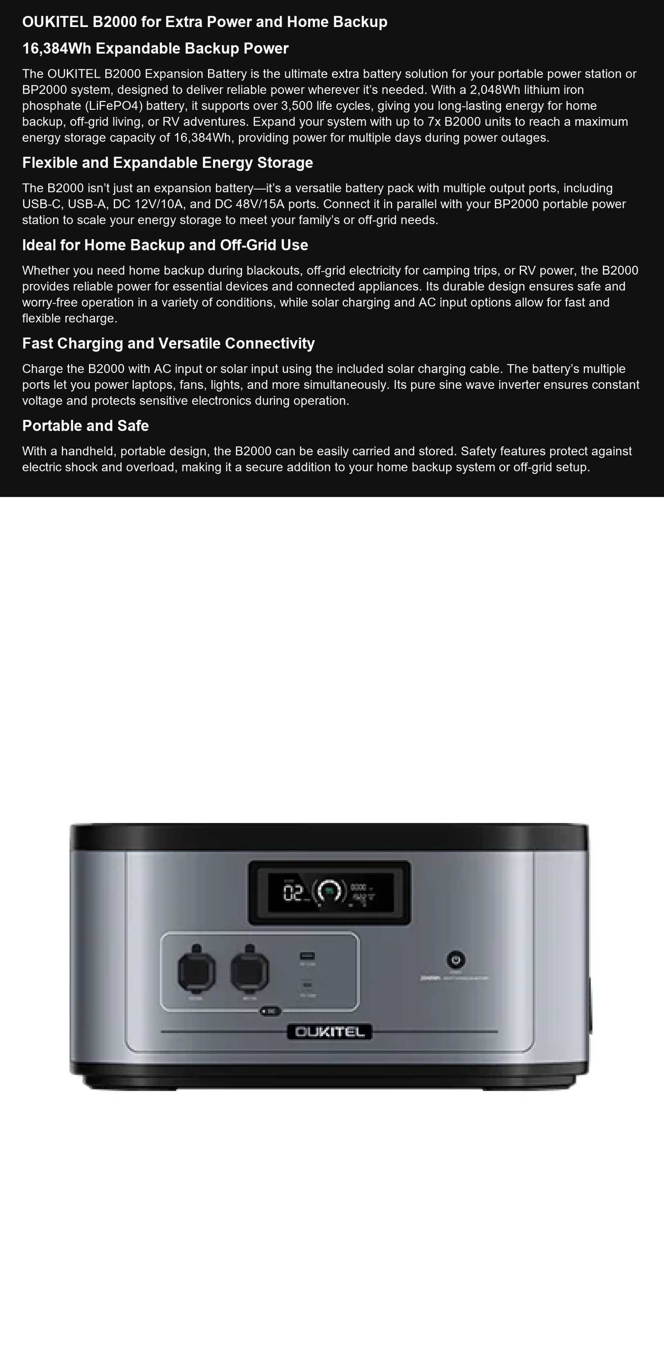 OUKITEL B2000 OUKITEL B2000 for Extra Power and Home Backup