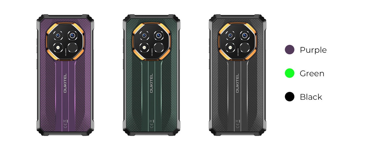OUKITEL G7-EV Rugged Phones – OUKITEL G7 product colors: Purple, Green and Black