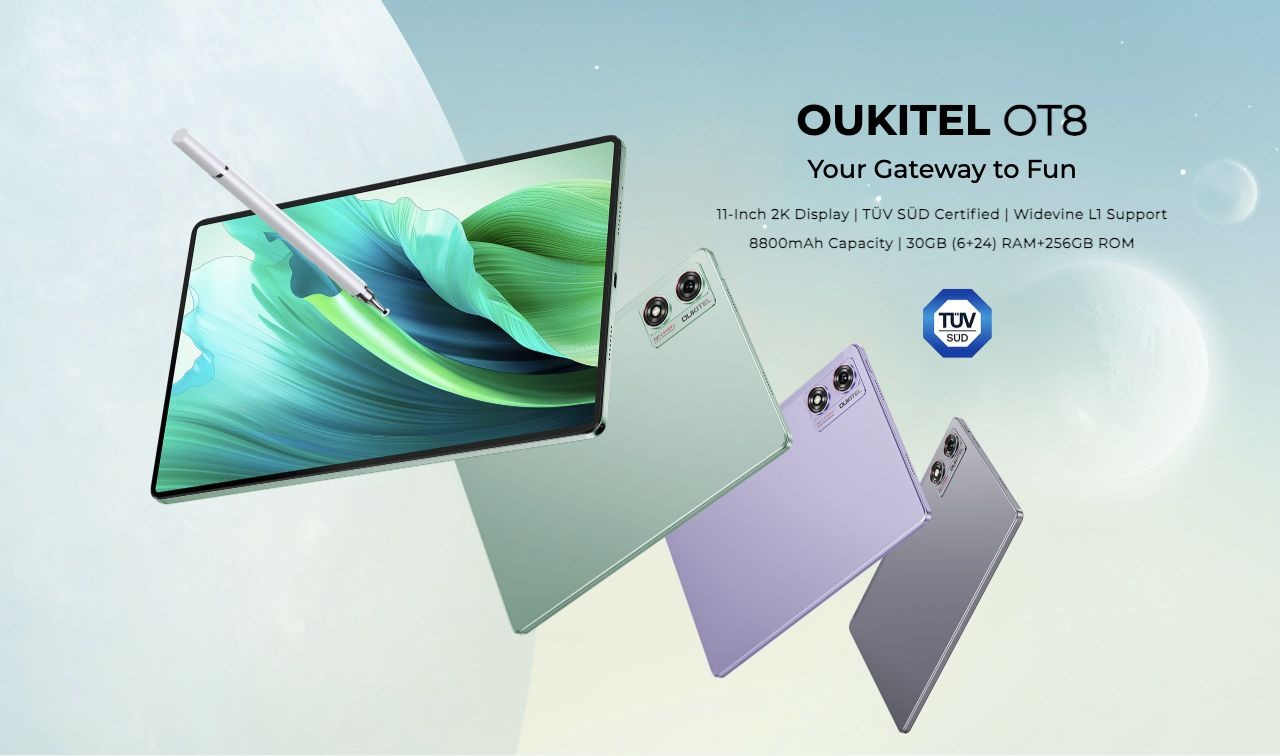 OUKITEL OT8 Smart Tablets – OUKITEL OT8 Your Gateway to Fun 11-Inch 2K Display | TÜV SÜD Certified | Widevine L1 Support 8800mAh Capacity | 30GB (6+24) RAM+256GB ROM