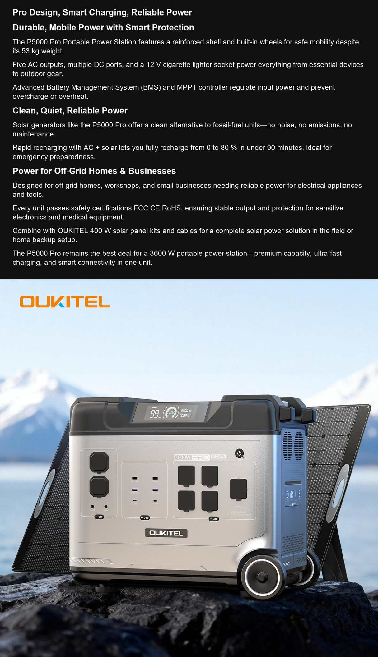 P5000 Pro Pro Design, Smart Charging, Reliable Power