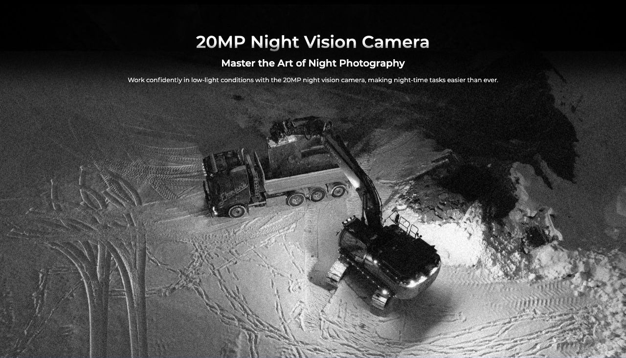 20MP Night Vision Camera Master the Art of Night Photography Work confidently in low-light conditions with the 20MP night vision camera, making night-time tasks easier than ever.
