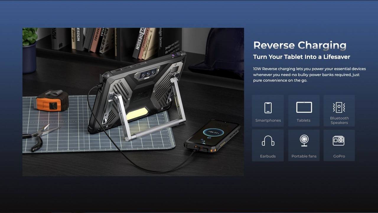 Reverse Charging Turn Your Tablet Into a Lifesaver 10W Reverse charging lets you power your essential devices whenever you need-no bulky power banks required, just pure convenience on the go.