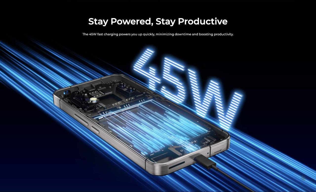 Stay Powered, Stay Productive  The 45W fast charging powers you up quickly, minimizing downtime and boosting productivity.