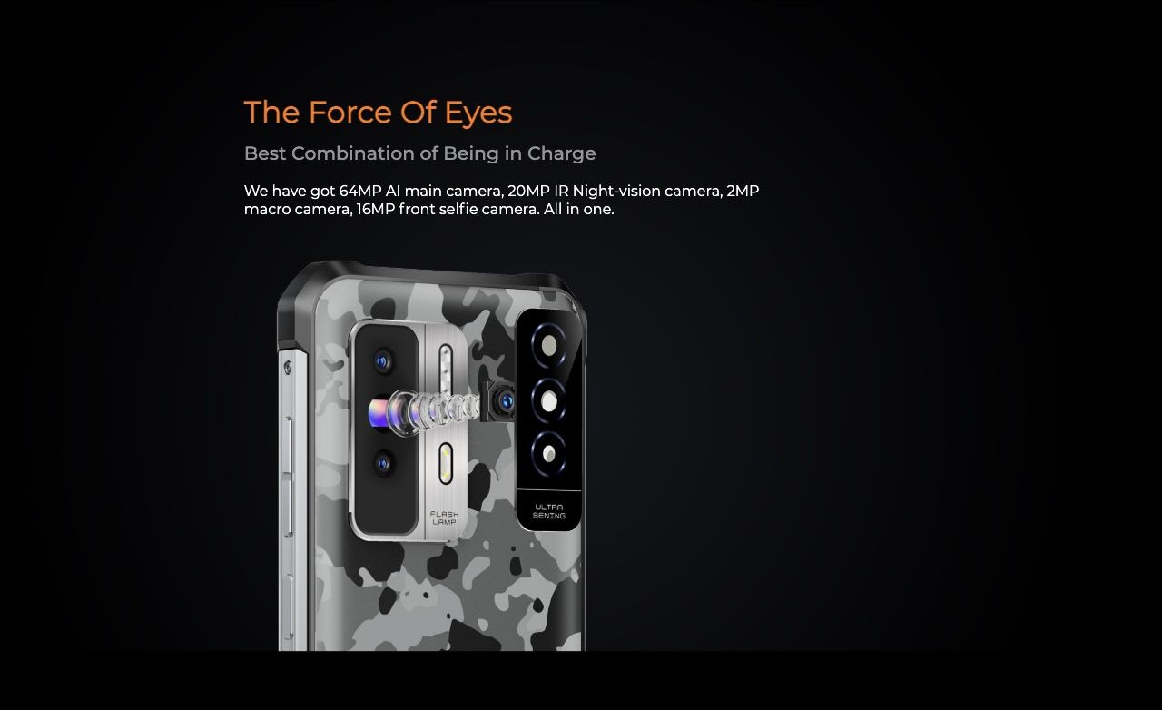 The Force Of Eyes Best Combination of Being in Charge We have got 64MP AI main camera, 20MP IR Night-vision camera, 2MP macro camera, 16MP front selfie camera. All in one.