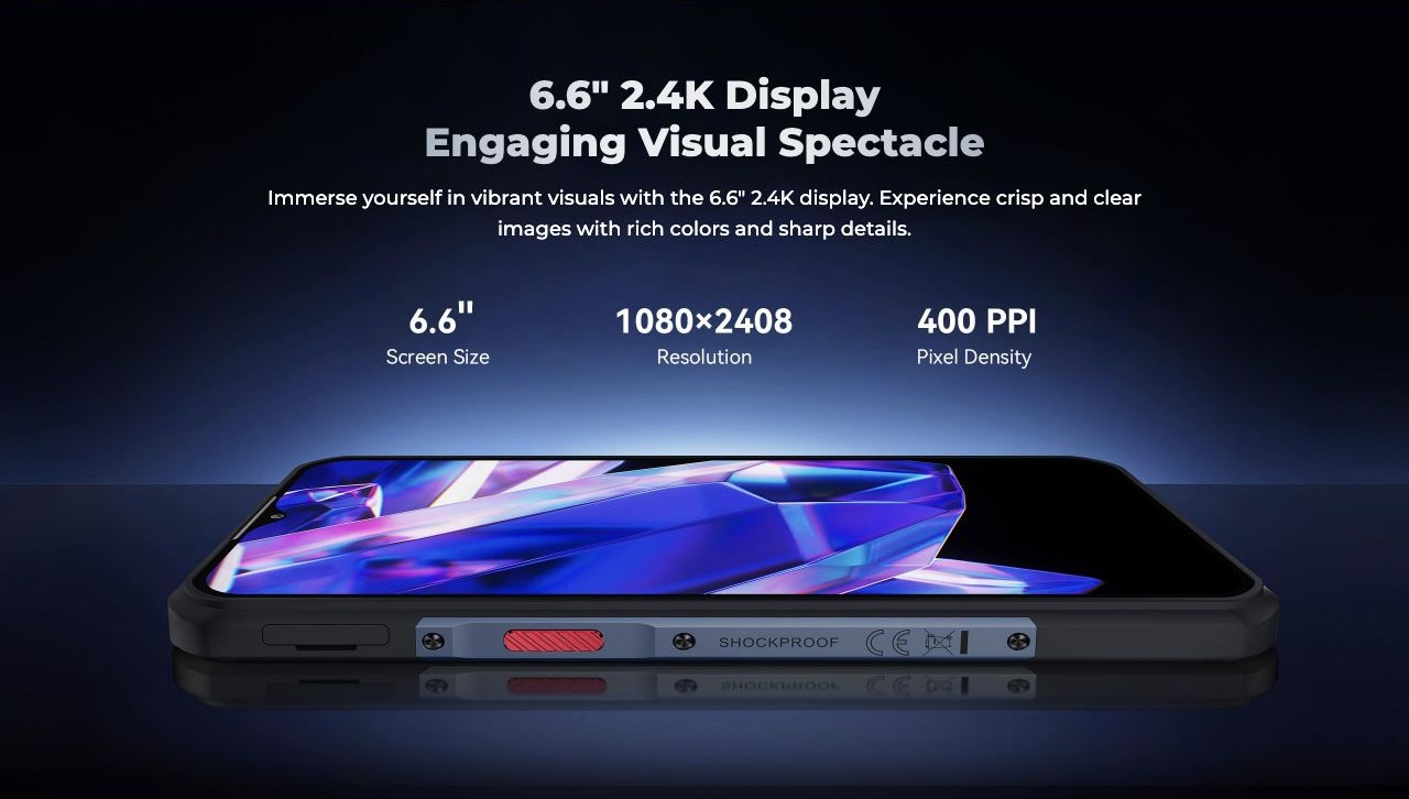 6.6" 2.4K Display Engaging Visual Spectacle Immerse yourself in vibrant visuals with the 6.6" 2.4K display. Experience crisp and clear images with rich colors and sharp details.