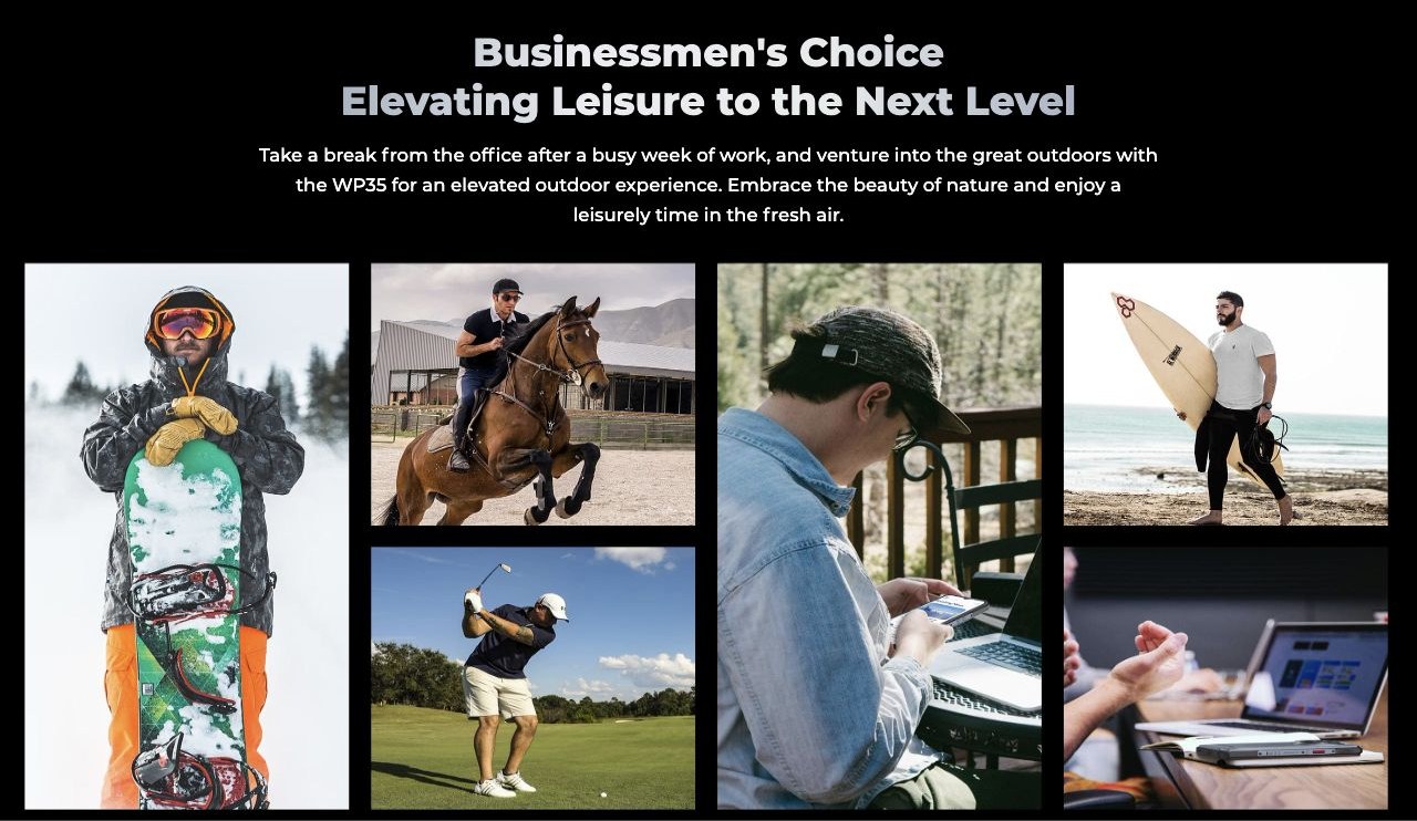 Businessmen's Choice Elevating Leisure to the Next Level Take a break from the office after a busy week of work, and venture into the great outdoors with the WP35 for an elevated outdoor experience. Embrace the beauty of nature and enjoy a
