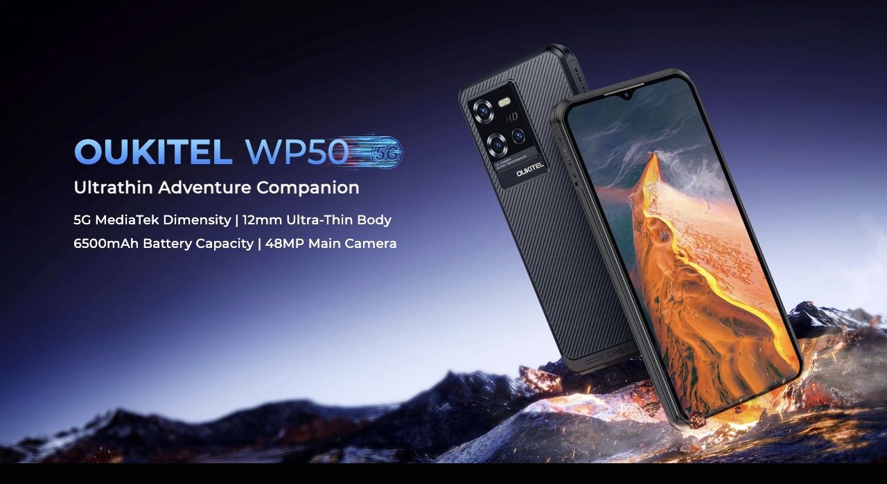 OUKITEL WP50 Rugged Phones – OUKITEL WP50 Ultrathin Adventure Companion 5G MediaTek Dimensity | 12mm Ultra-Thin Body 6500mAh Battery Capacity | 48MP Main Camera
