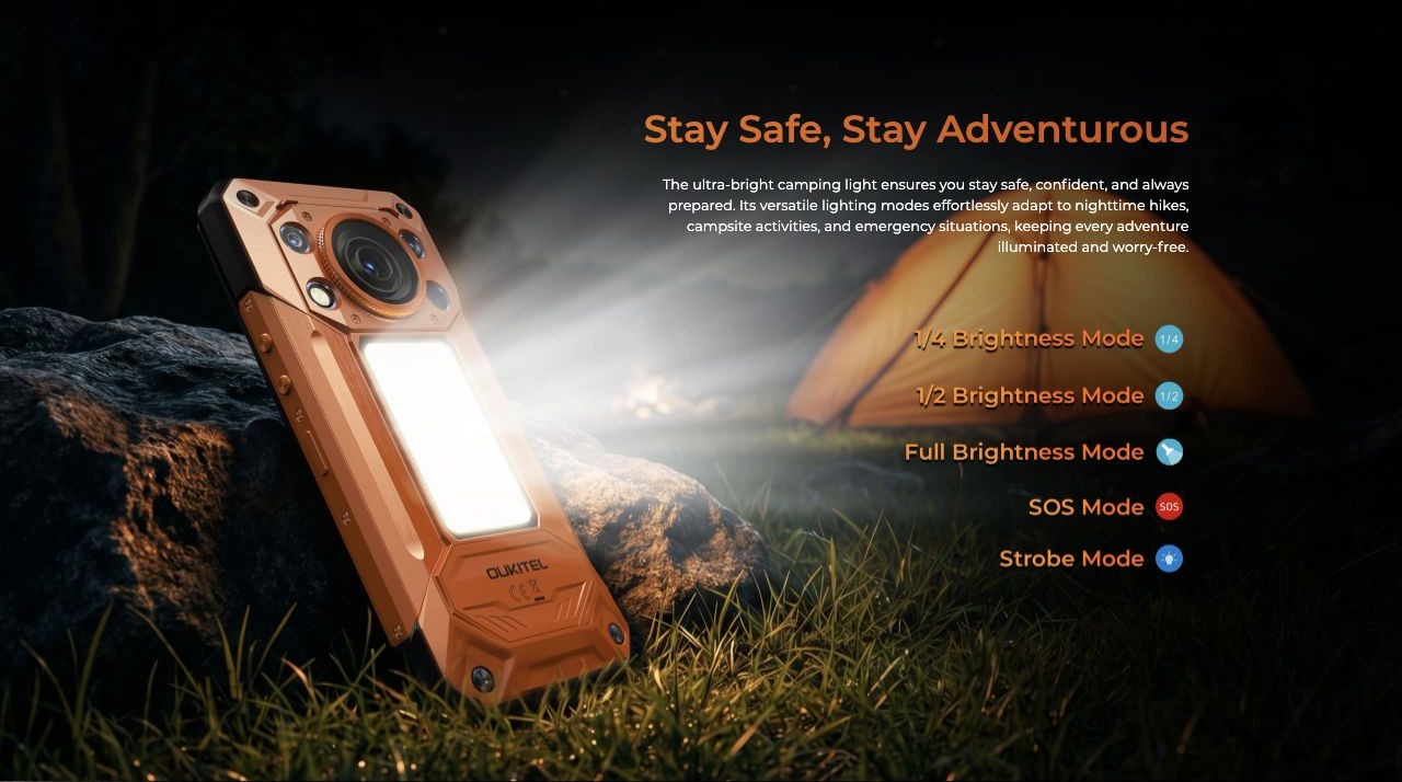 Stay Safe, Stay Adventurous The ultra-bright camping light ensures you stay safe, confident, and always prepared. Its versatile lighting modes effortlessly adapt to nighttime hikes, campsite activities, and emergency situations, keeping ev