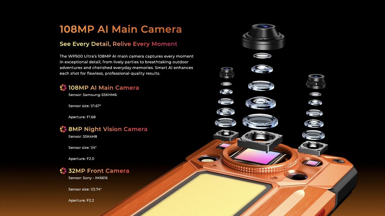 OUKITEL WP500 Ultra rugged phones – 108MP main camera specifications