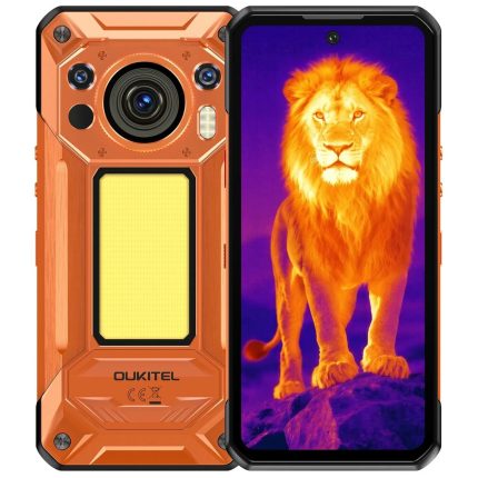 OUKITEL WP500 Ultra rugged phones – orange front and rear white-background view