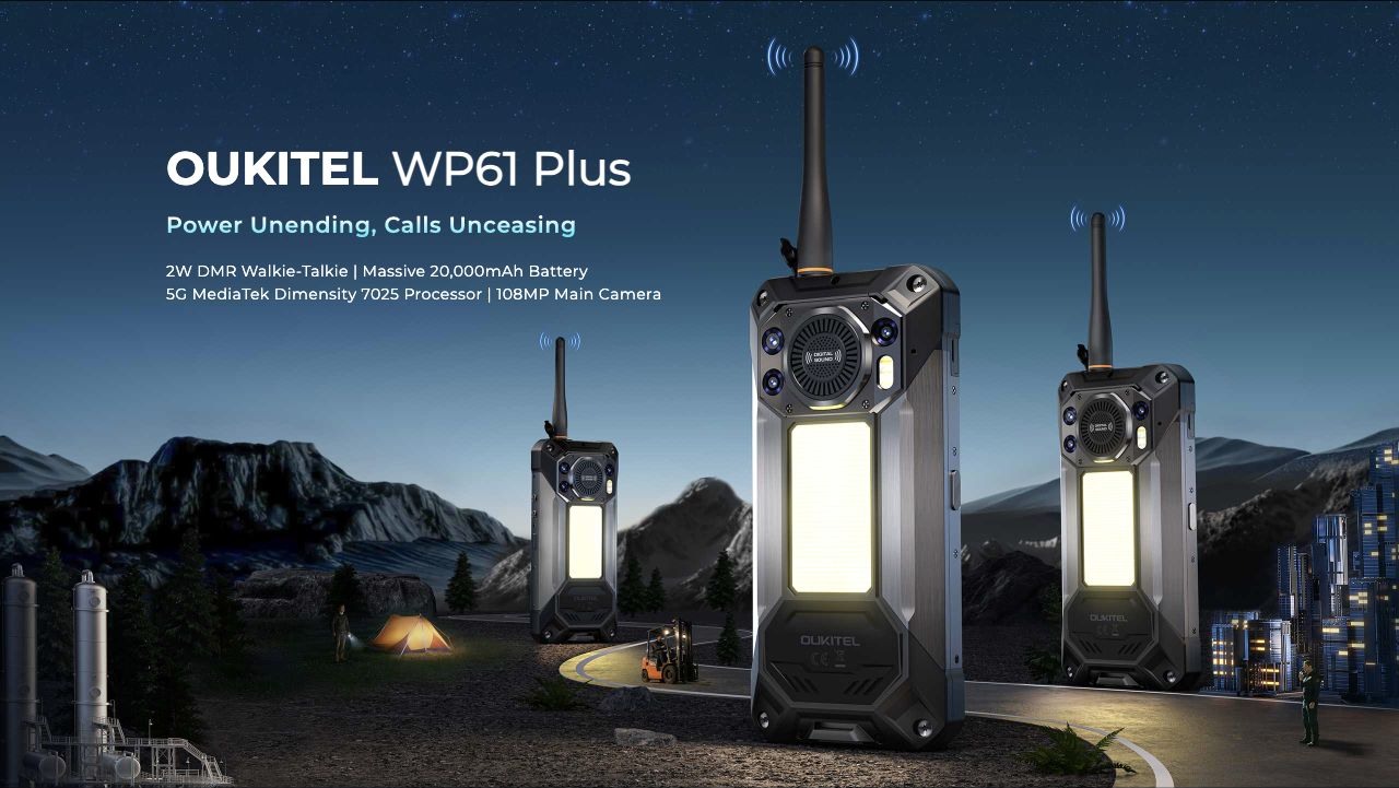 OUKITEL WP61 Plus Rugged Phones – OUKITEL WP61 Plus Power Unending, Calls Unceasing 2W DMR Walkie-Talkie | Massive 20,000mAh Battery 5G MediaTek Dimensity 7025 Processor | 108MP Main Camera
