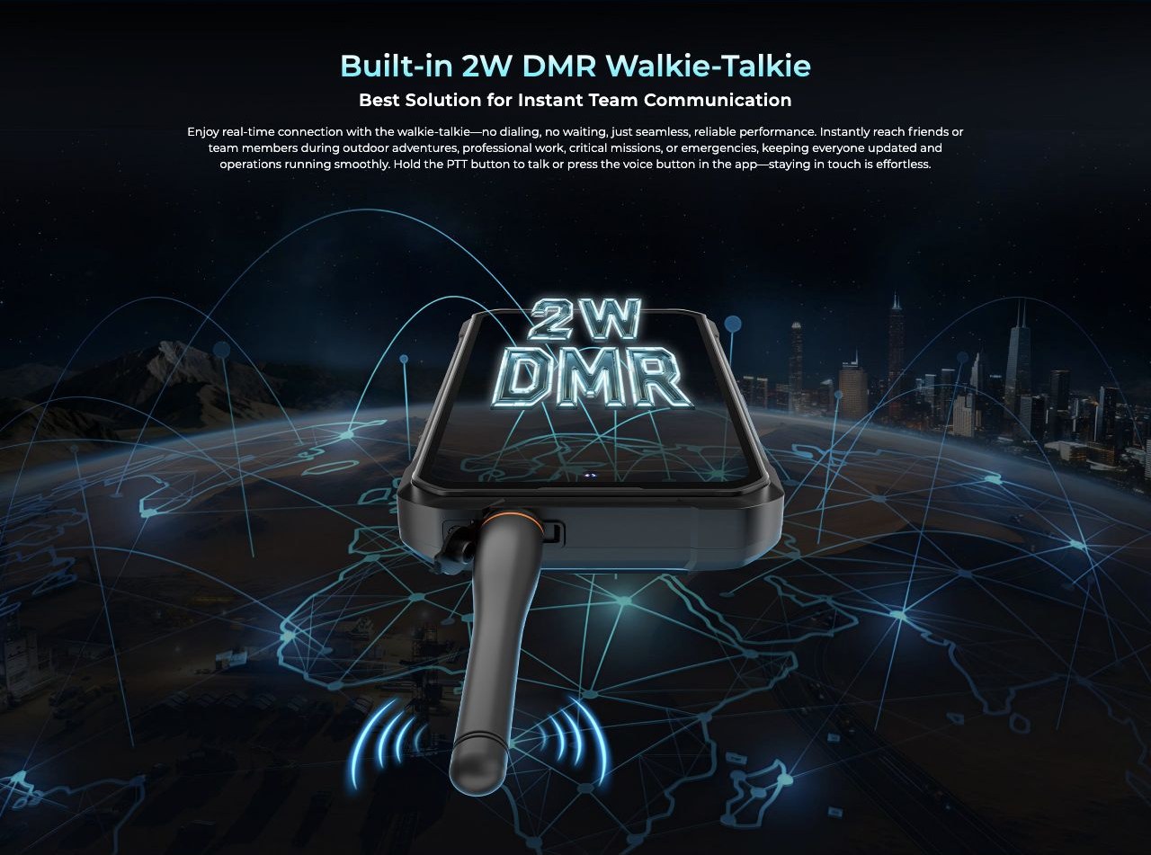OUKITEL WP61 Plus Rugged Phones – Built-in 2W DMR Walkie-Talkie Best Solution for Instant Team Communication Enjoy real-time connection with the walkie-talkie—no dialing, no waiting, just seamless, reliable performance. Instantly reach friends or team member