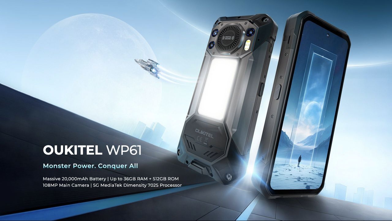OUKITEL WP61 Rugged Phones – OUKITEL WP61 Monster Power. Conquer All Massive 20,000mAh Battery | Up to 36GB RAM + 512GB ROM 108MP Main Camera | 5G MediaTek Dimensity 7025 Processor