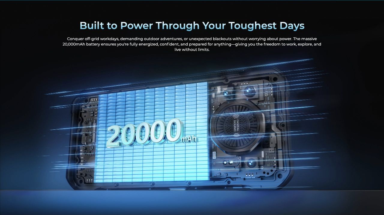 OUKITEL WP61 Rugged Phones – Built to Power Through Your Toughest Days Conquer off-grid workdays, demanding outdoor adventures, or unexpected blackouts without worrying about power. The massive 20,000mAh battery ensures you're fully energized, confident, and
