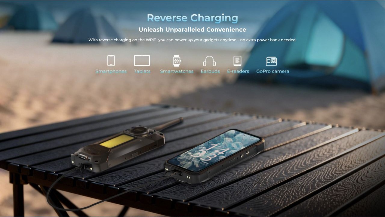 Reverse Charging Unleash Unparalleled Convenience With reverse charging on the WP61, you can power up your gadgets anytime—no extra power bank needed.