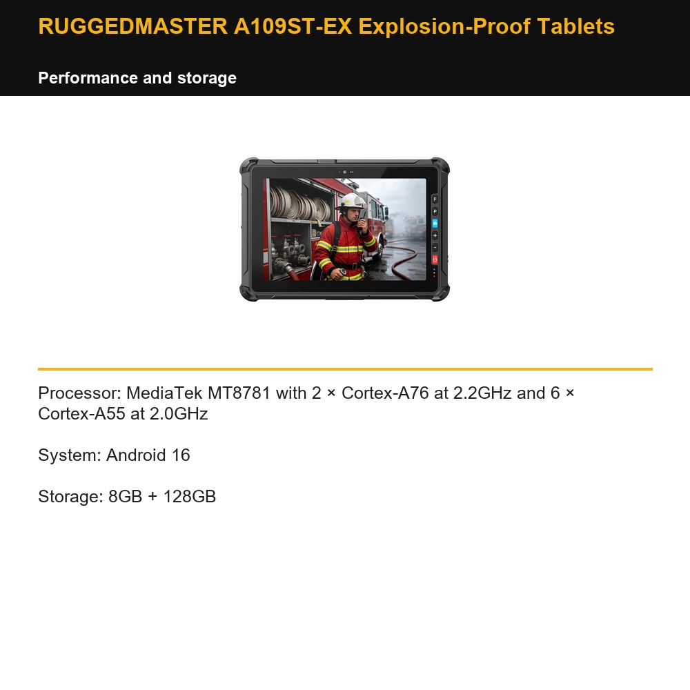 RUGGEDMASTER A109ST-EX Explosion-Proof Tablets performance and storage