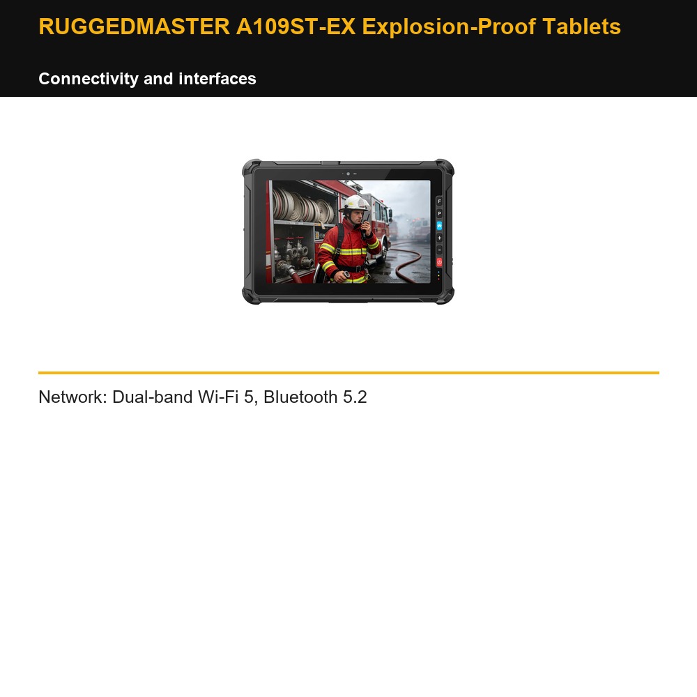 RUGGEDMASTER A109ST-EX Explosion-Proof Tablets connectivity and interfaces