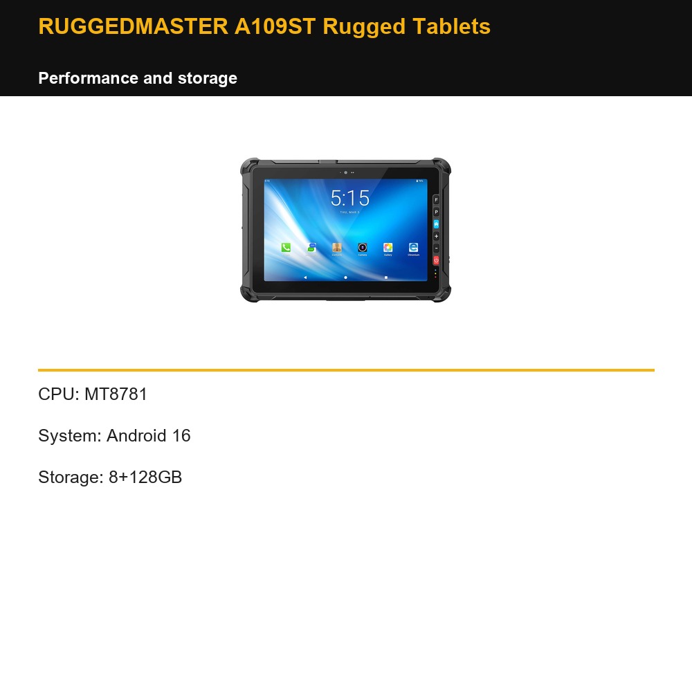 RUGGEDMASTER A109ST Rugged Tablets performance and storage