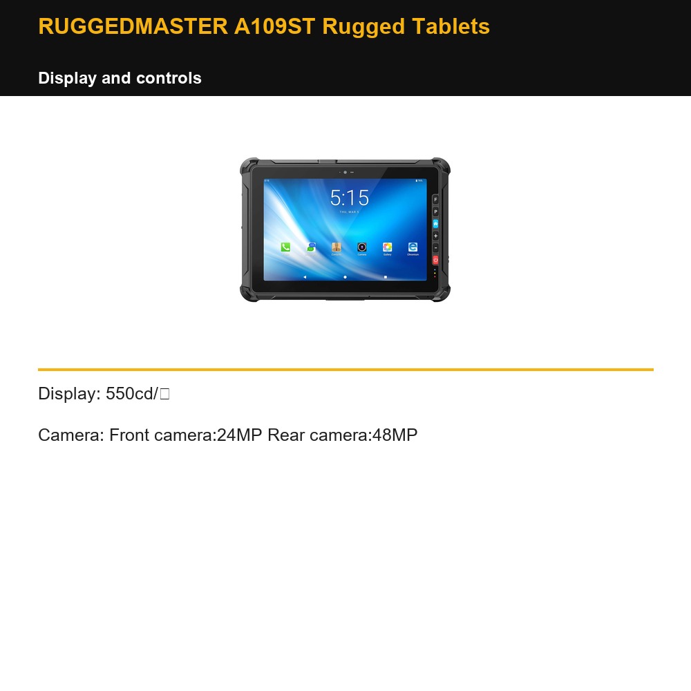 RUGGEDMASTER A109ST Rugged Tablets display and controls
