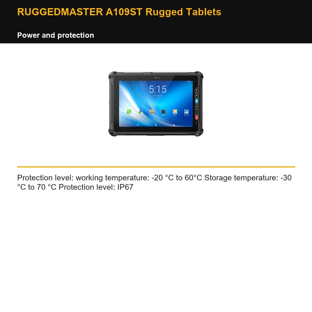 RUGGEDMASTER A109ST Rugged Tablets power and protection