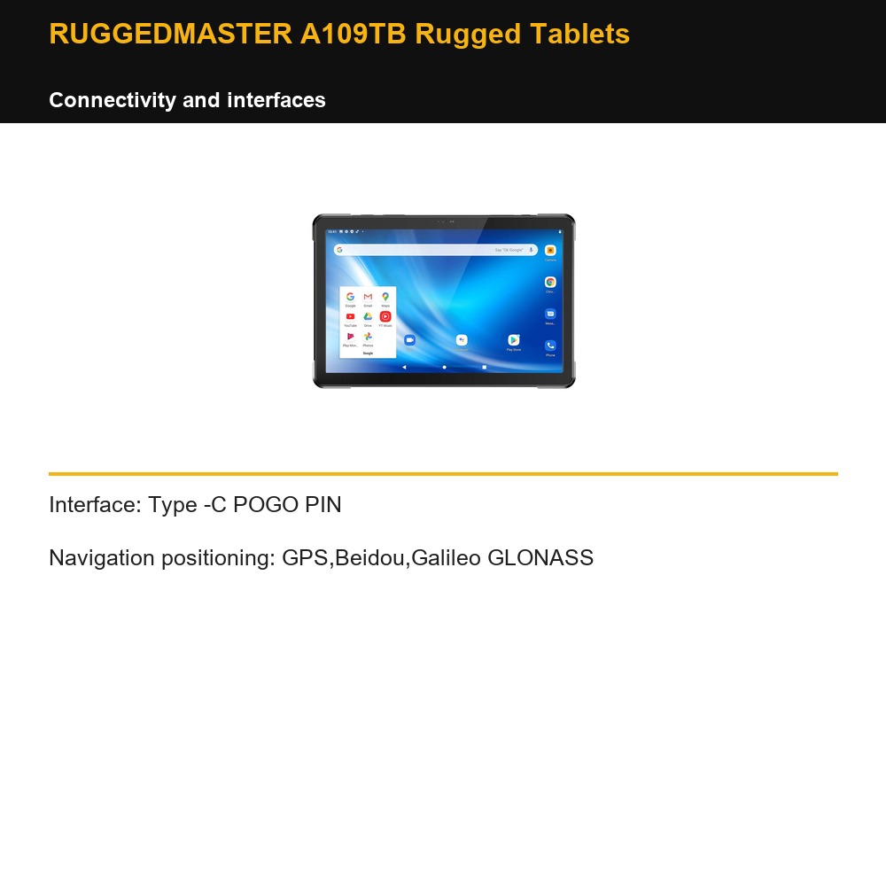 RUGGEDMASTER A109TB Rugged Tablets connectivity and interfaces