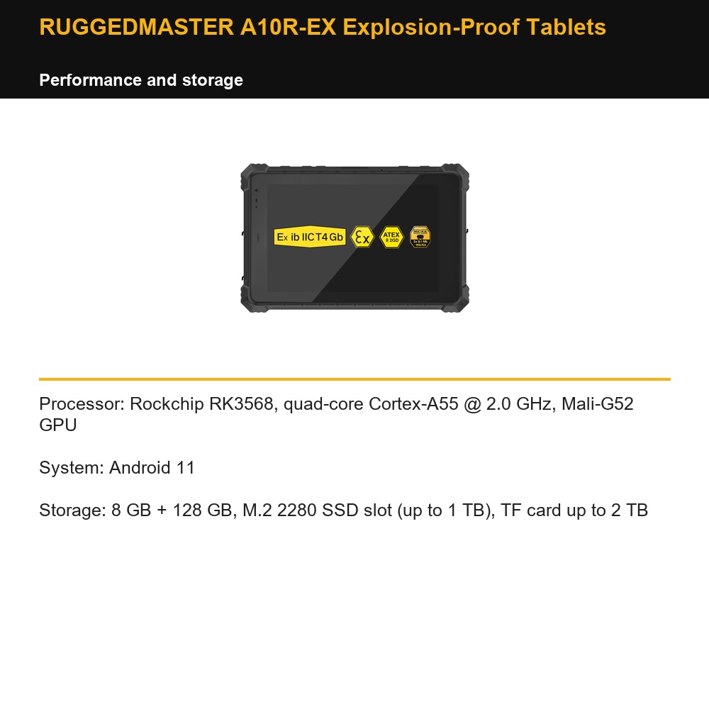 RUGGEDMASTER A10R-EX Explosion-Proof Tablets performance and storage