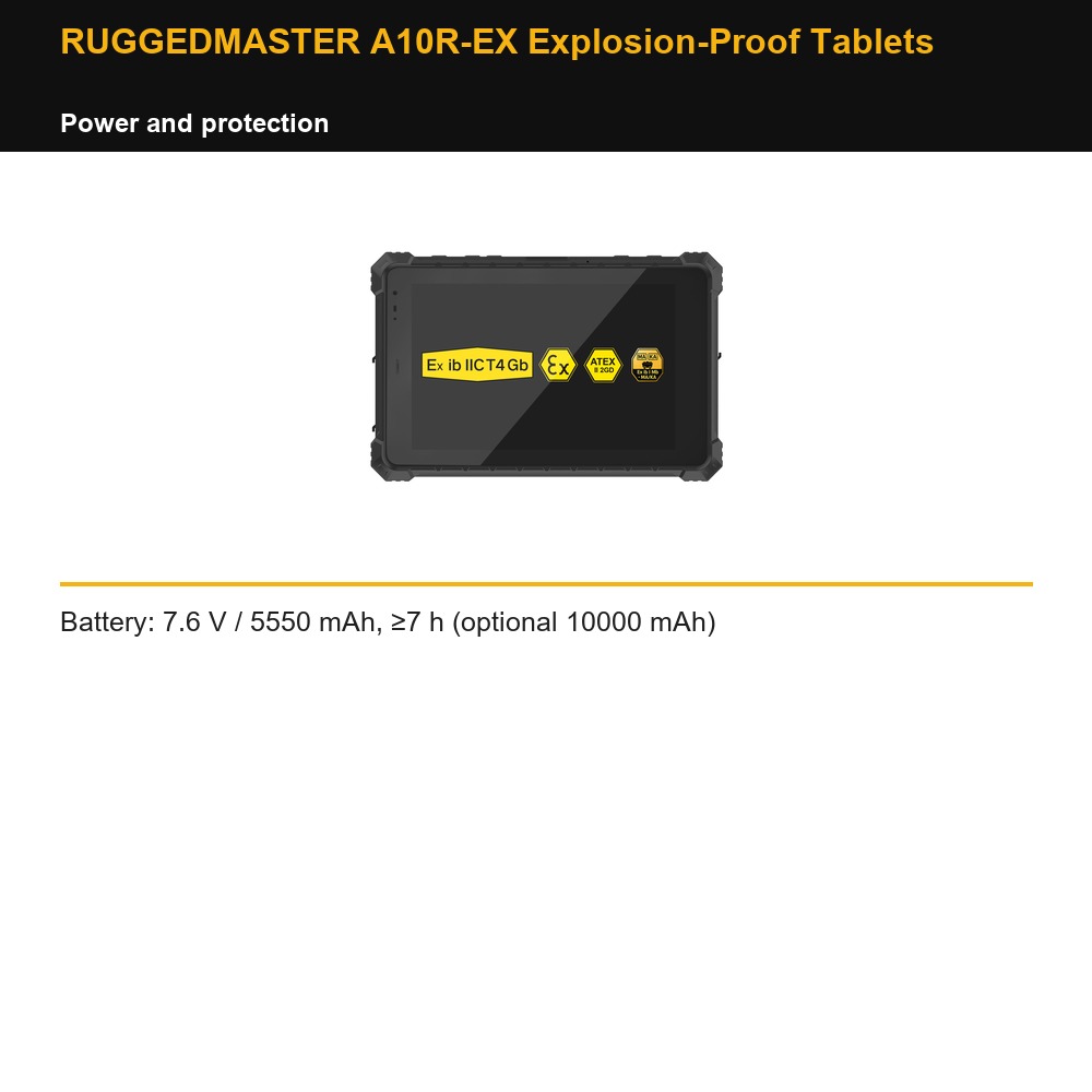 RUGGEDMASTER A10R-EX Explosion-Proof Tablets power and protection