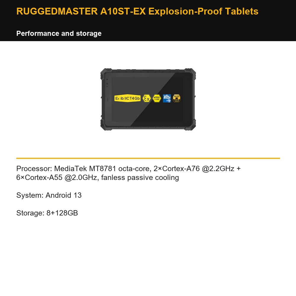 RUGGEDMASTER A10ST-EX Explosion-Proof Tablets performance and storage