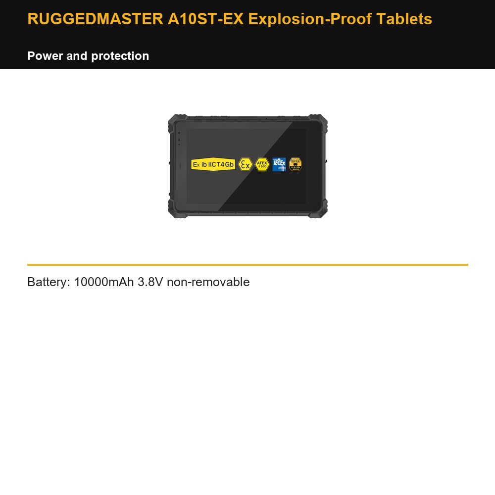 RUGGEDMASTER A10ST-EX Explosion-Proof Tablets power and protection