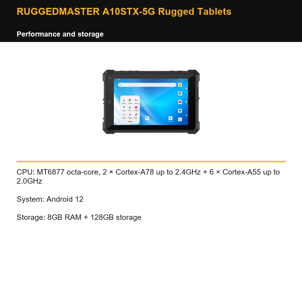 RUGGEDMASTER A10STX-5G Rugged Tablets performance and storage