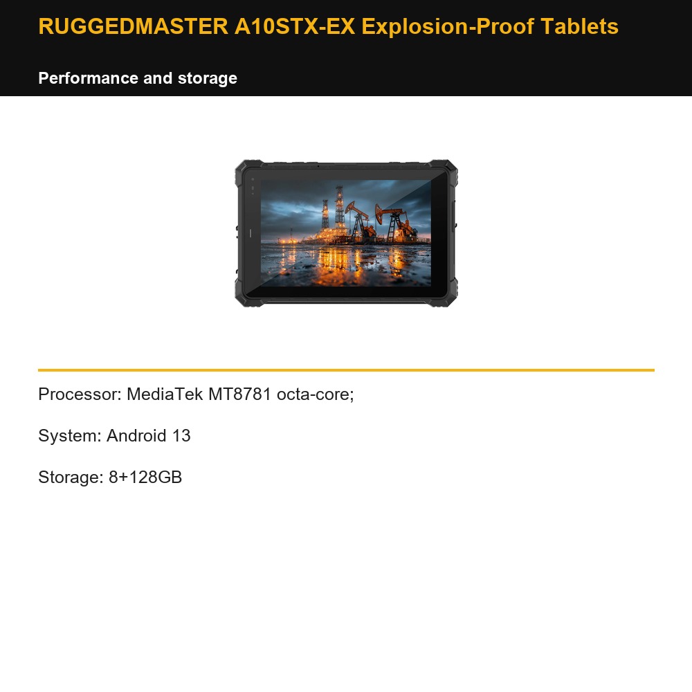 RUGGEDMASTER A10STX-EX Explosion-Proof Tablets performance and storage