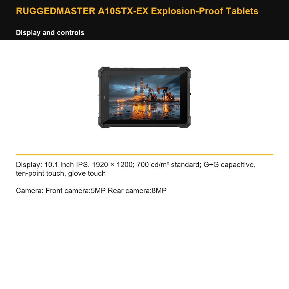 RUGGEDMASTER A10STX-EX Explosion-Proof Tablets display and controls