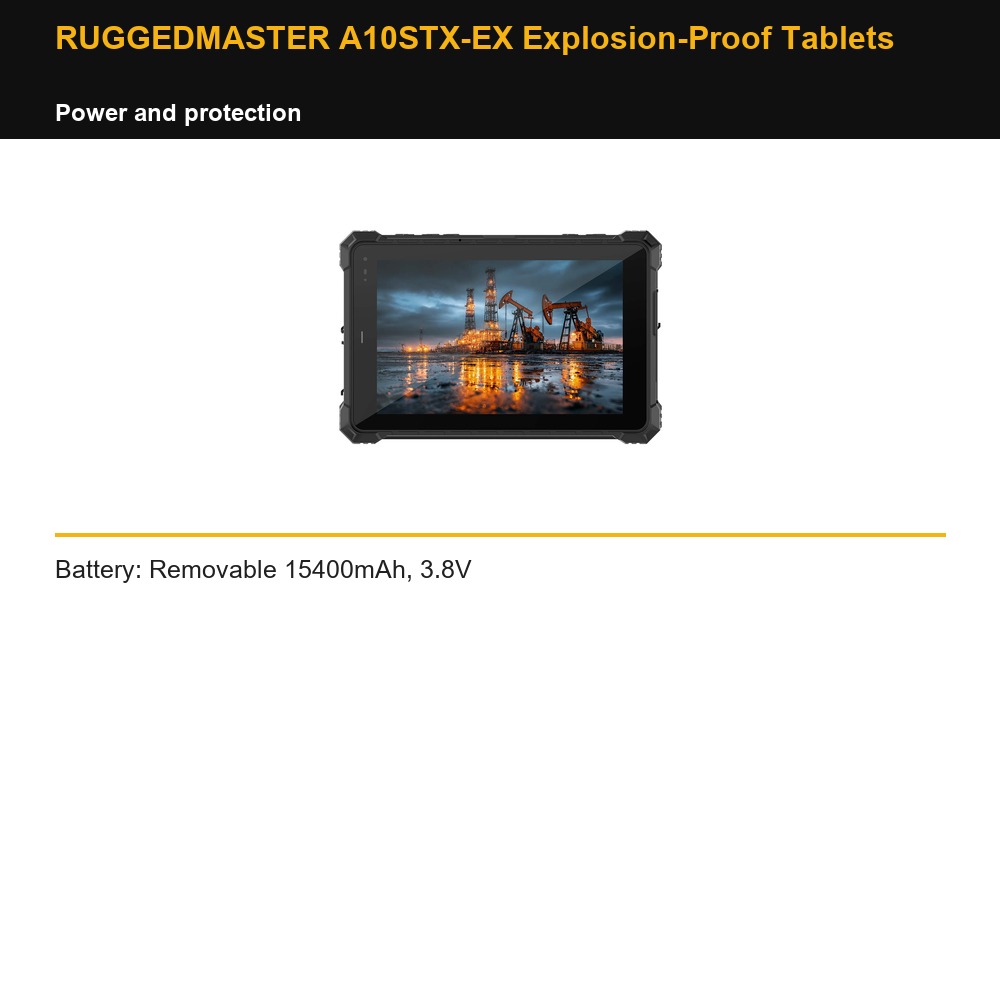 RUGGEDMASTER A10STX-EX Explosion-Proof Tablets power and protection