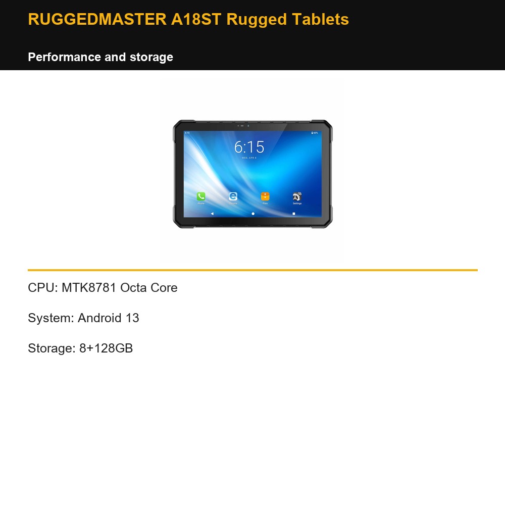 RUGGEDMASTER A18ST Rugged Tablets performance and storage
