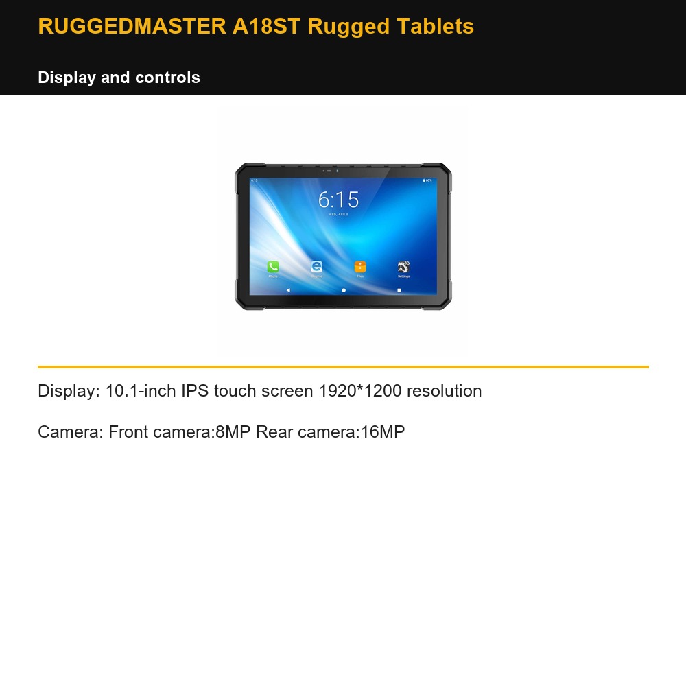 RUGGEDMASTER A18ST Rugged Tablets display and controls