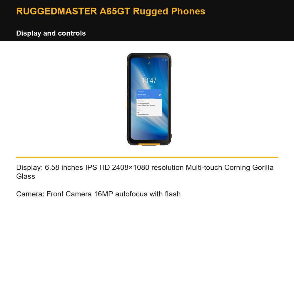 RUGGEDMASTER A65GT Rugged Phones display and controls