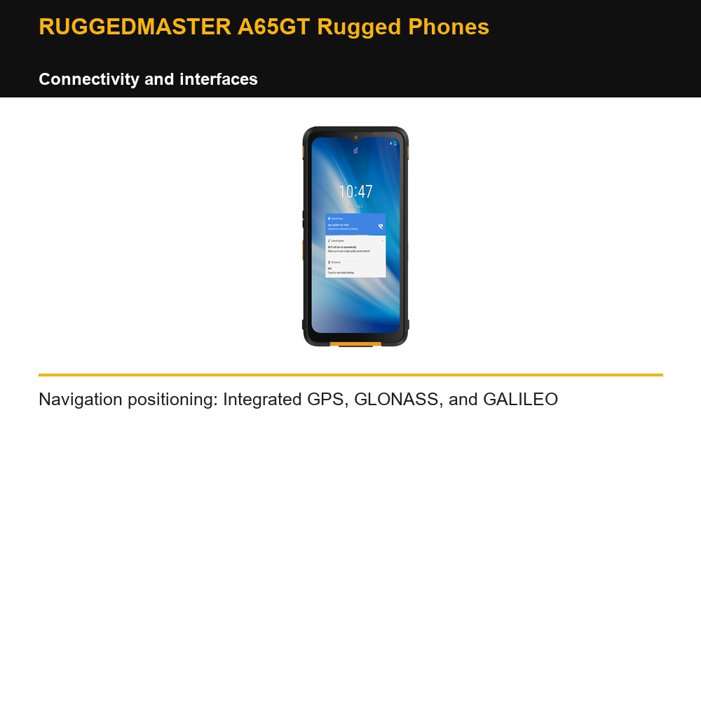 RUGGEDMASTER A65GT Rugged Phones connectivity and interfaces