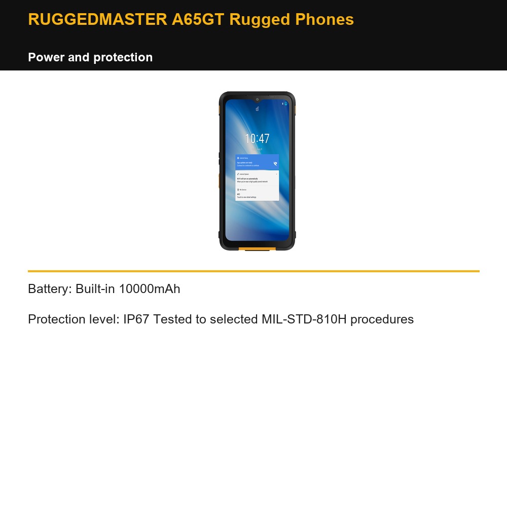 RUGGEDMASTER A65GT Rugged Phones power and protection
