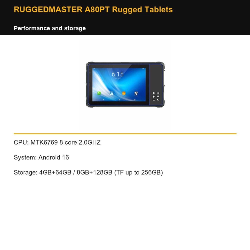 RUGGEDMASTER A80PT Rugged Tablets performance and storage
