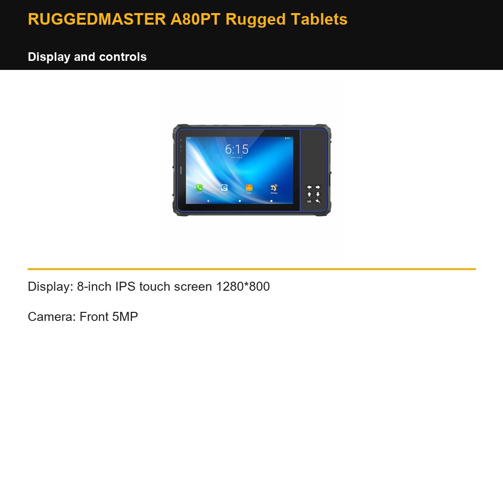 RUGGEDMASTER A80PT Rugged Tablets display and controls