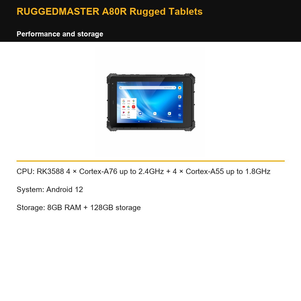 RUGGEDMASTER A80R Rugged Tablets performance and storage