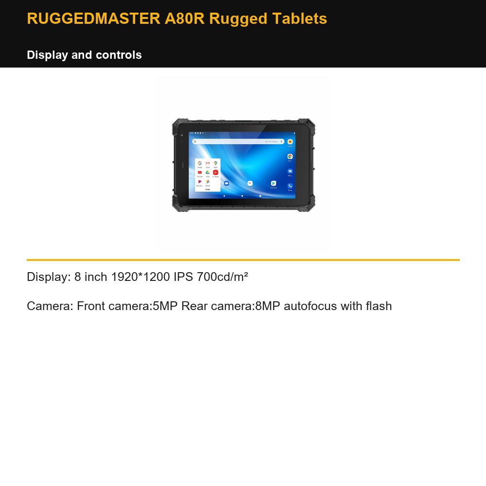 RUGGEDMASTER A80R Rugged Tablets display and controls
