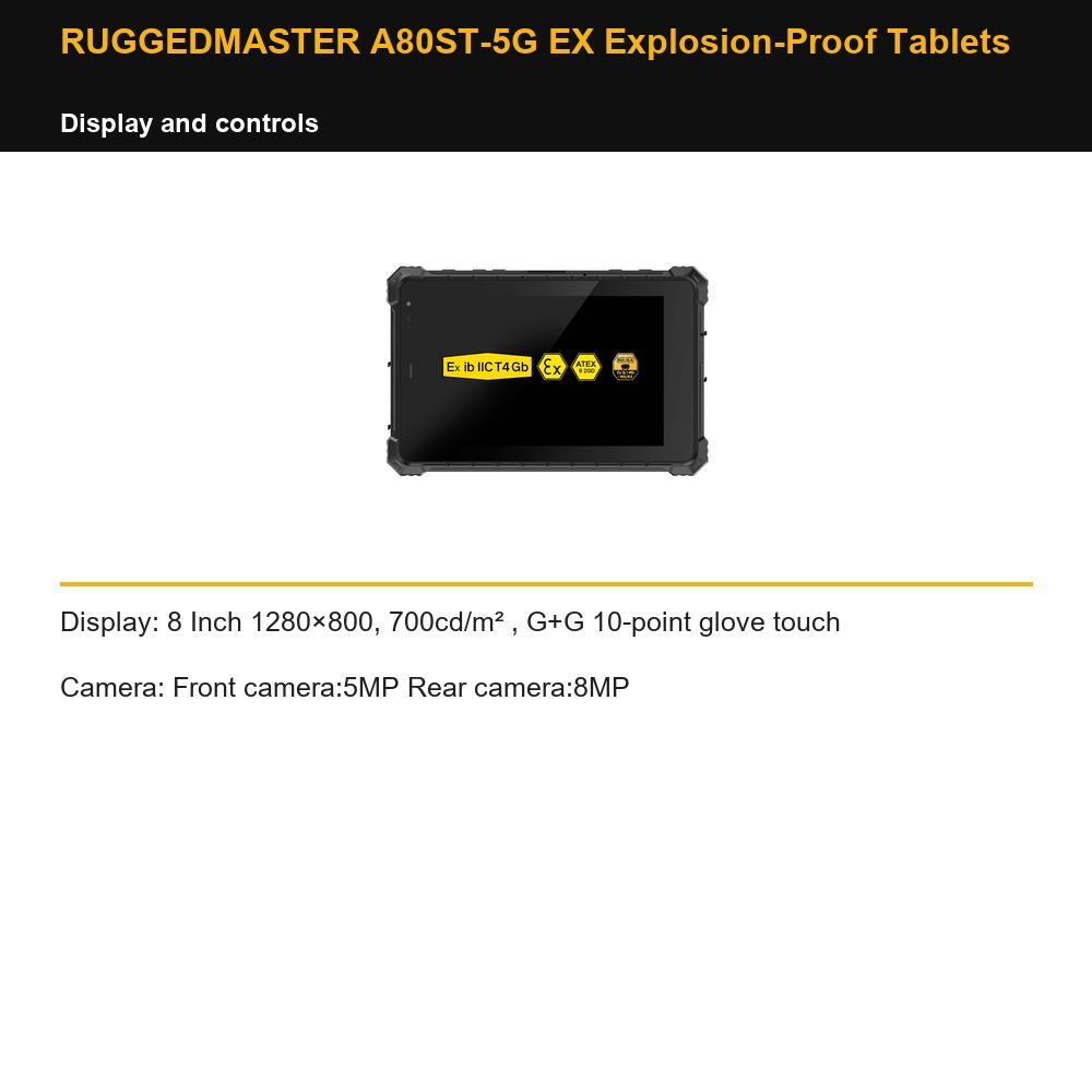 RUGGEDMASTER A80ST-5G EX Explosion-Proof Tablets display and controls