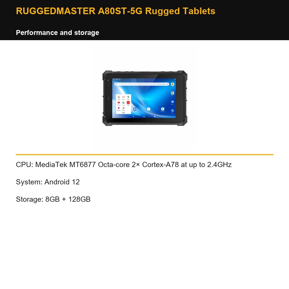 RUGGEDMASTER A80ST-5G Rugged Tablets performance and storage