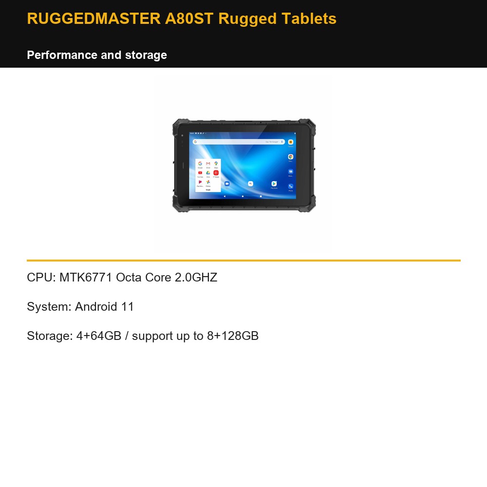 RUGGEDMASTER A80ST Rugged Tablets performance and storage